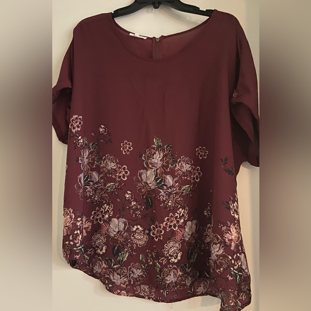 Floral Burgundy Women's Top